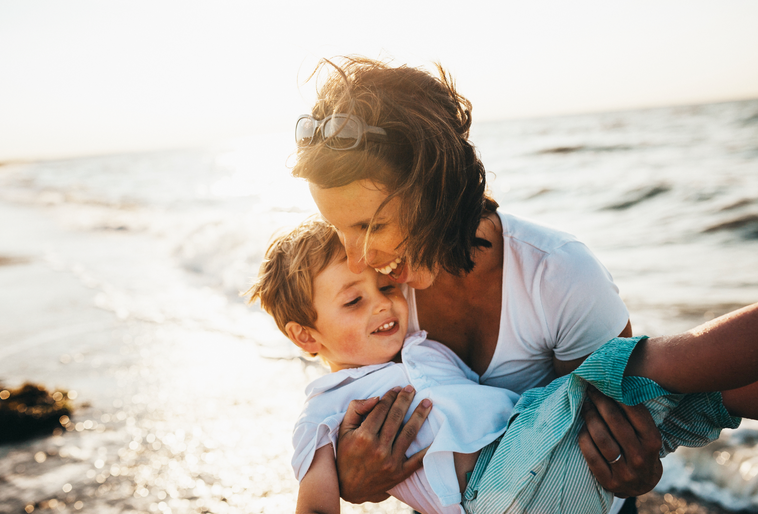 Top UK Beaches Mum and son happy