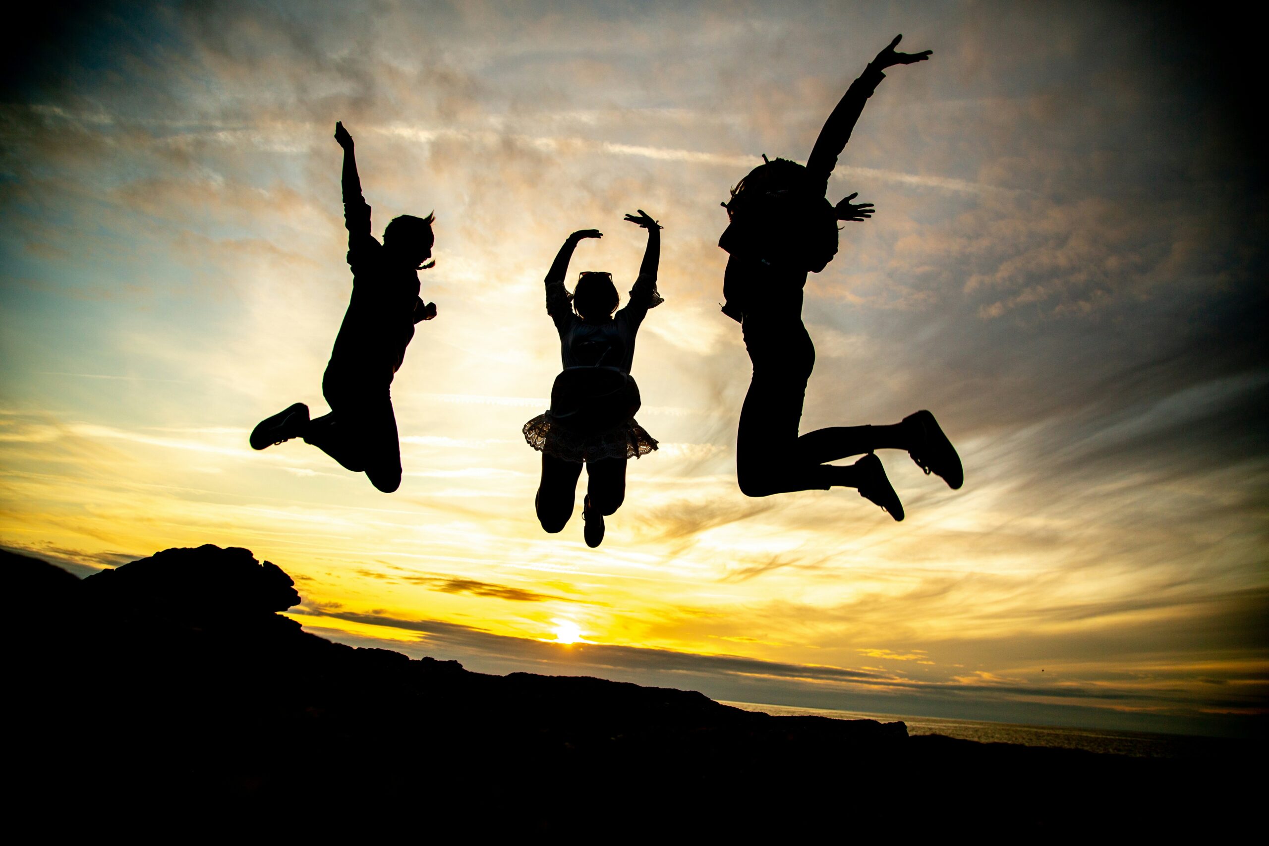 Teens jumping