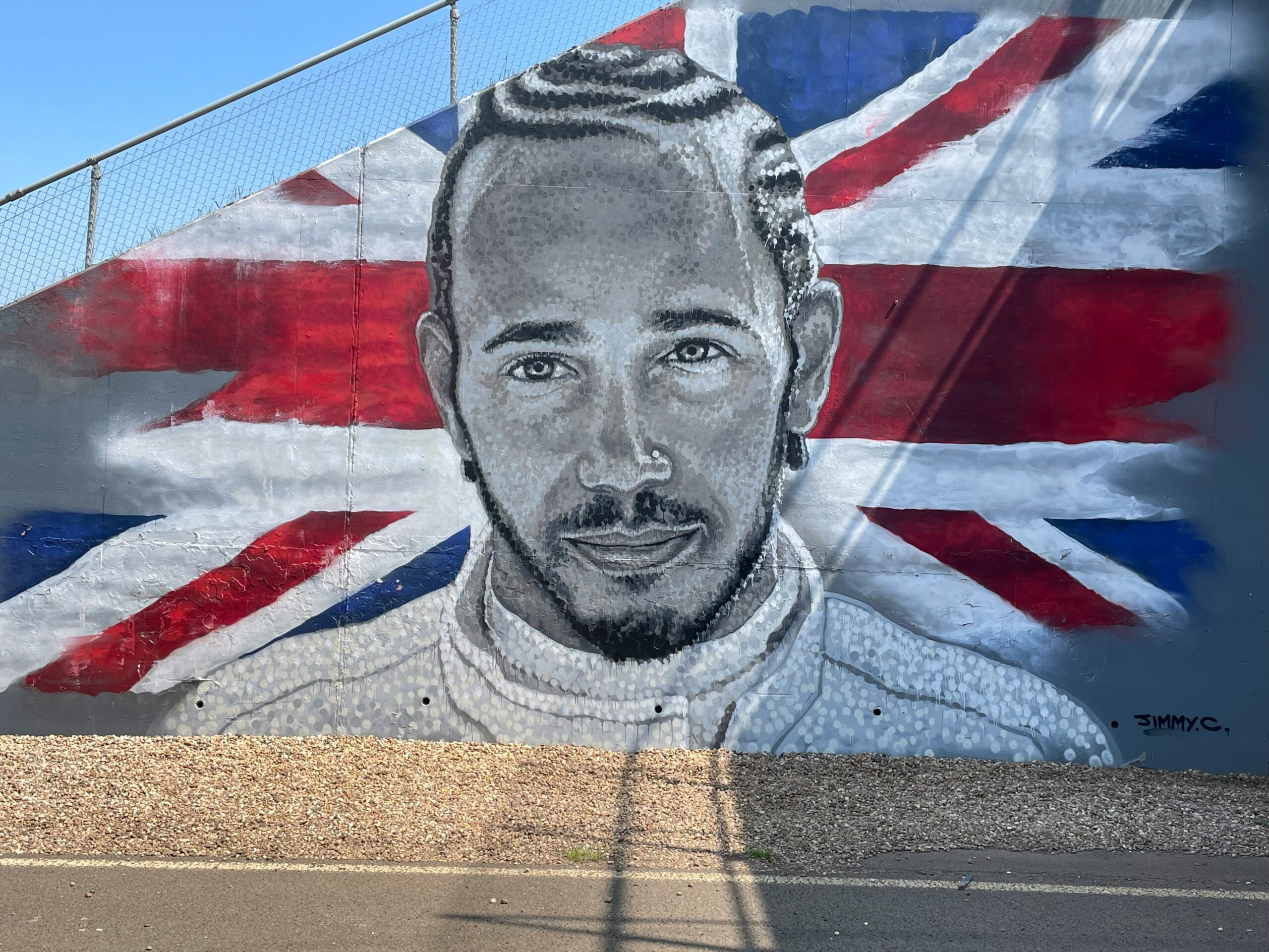 Lewis Hamilton painted on wall at Silverstone teenager days out